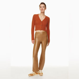 Wilfred Daria Flare Faux Leather Pants in Cognac Size Medium NWT
